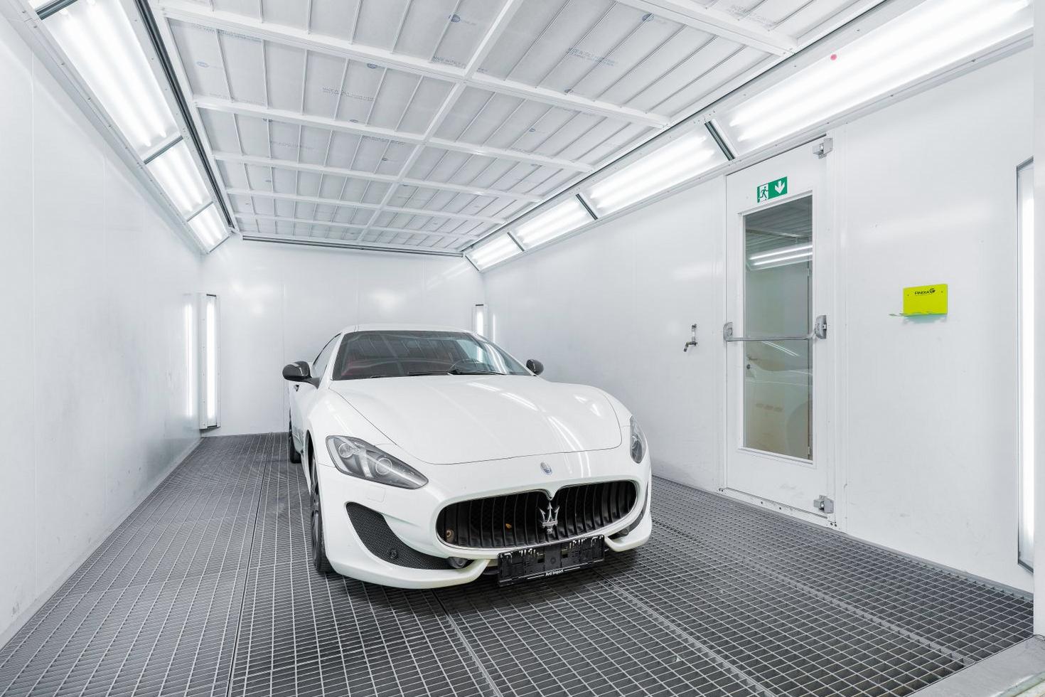 Showroom finish white car
